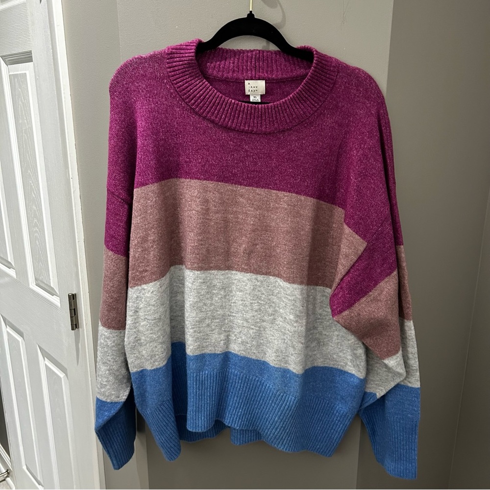 A New Day Color Block Sweater-XL